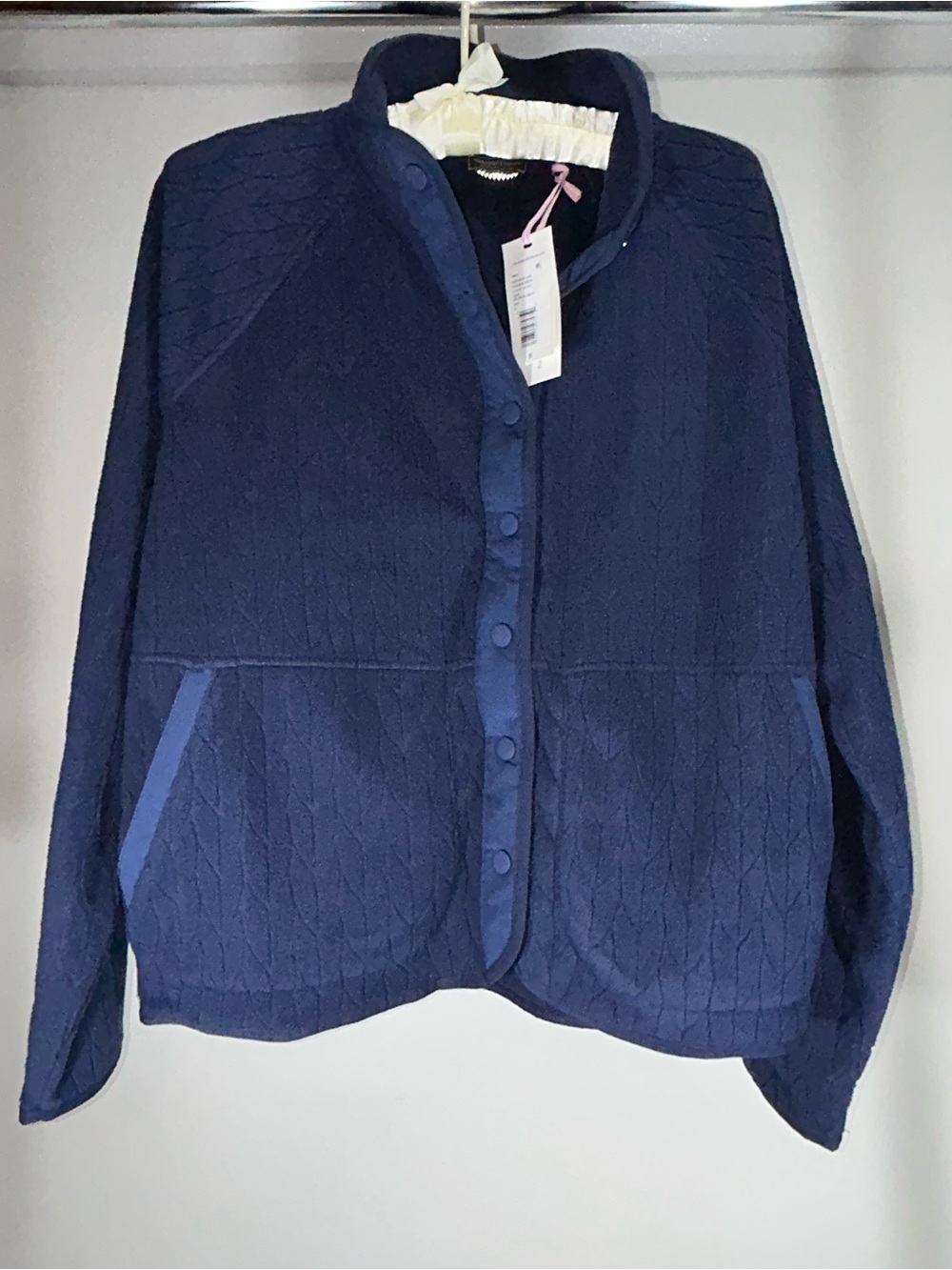 NWT Vineyard Vines Navy Quilted Snap-Front Jacket - Women Size Small